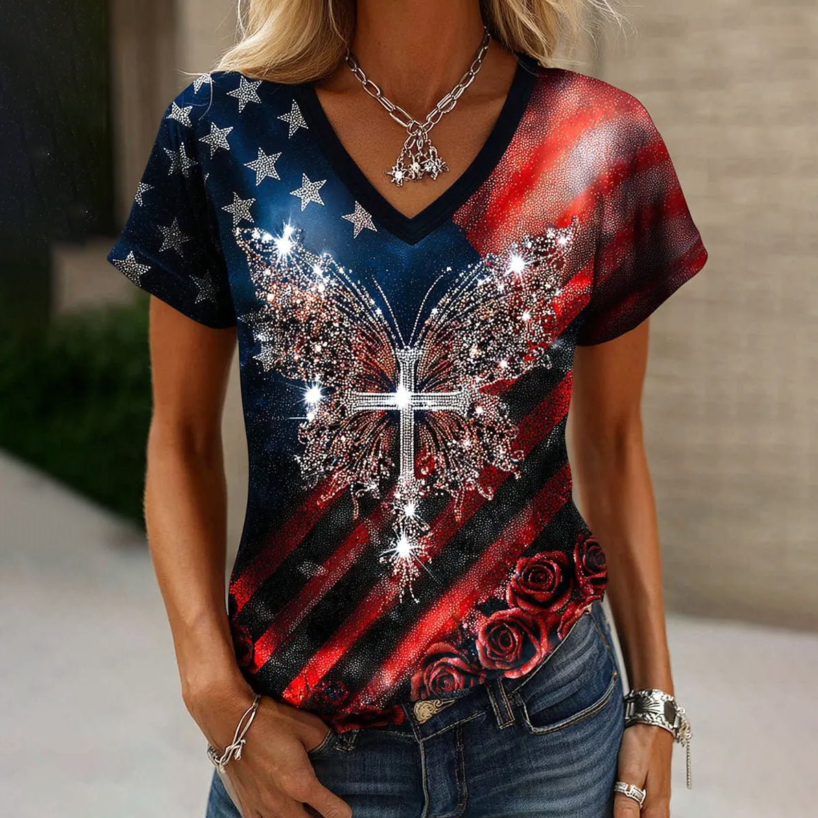 Women's Vintage Faith American Founding 250th Anniversary Short-Sleeved T-Shirt