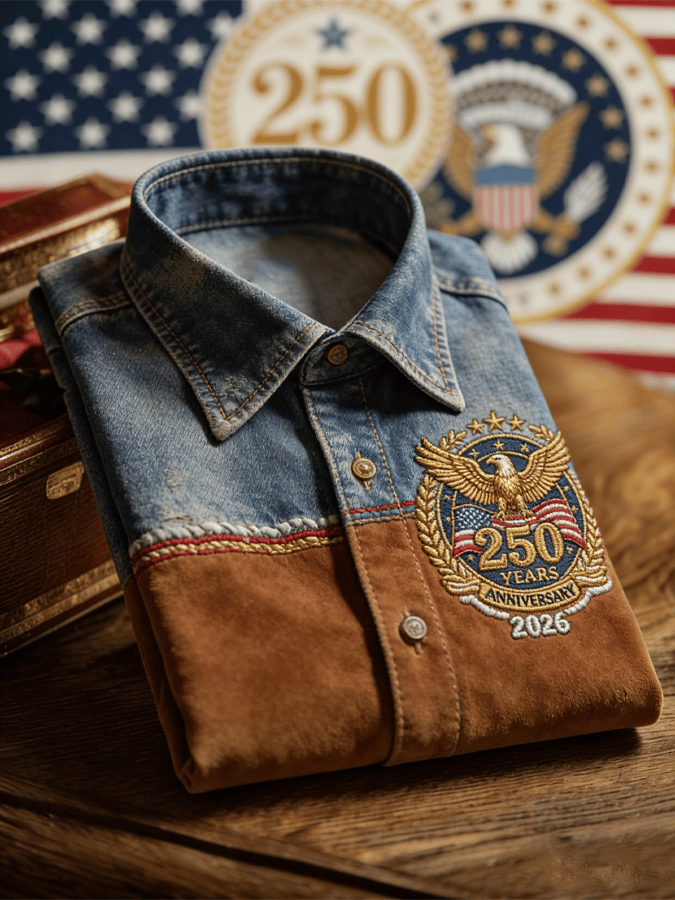 Men's Retro American 250th  Print Short-Sleeved Shirt