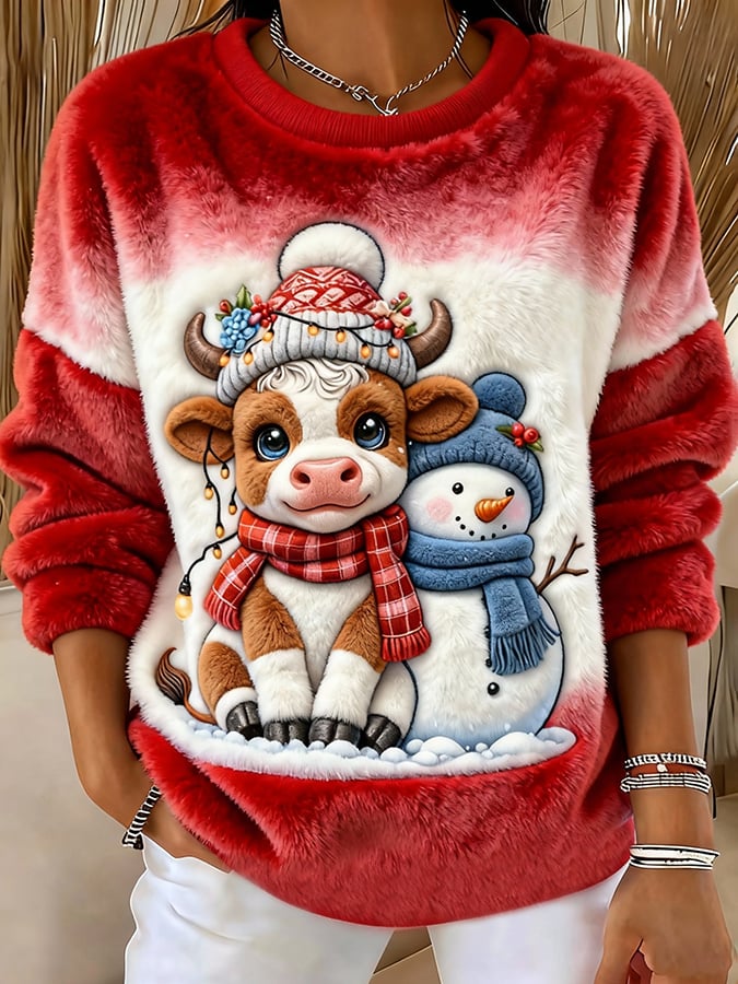 Women's Animal Highland Cow Print Sweatshirt