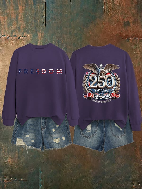 Women's   American 250th Print  Sweatshirt