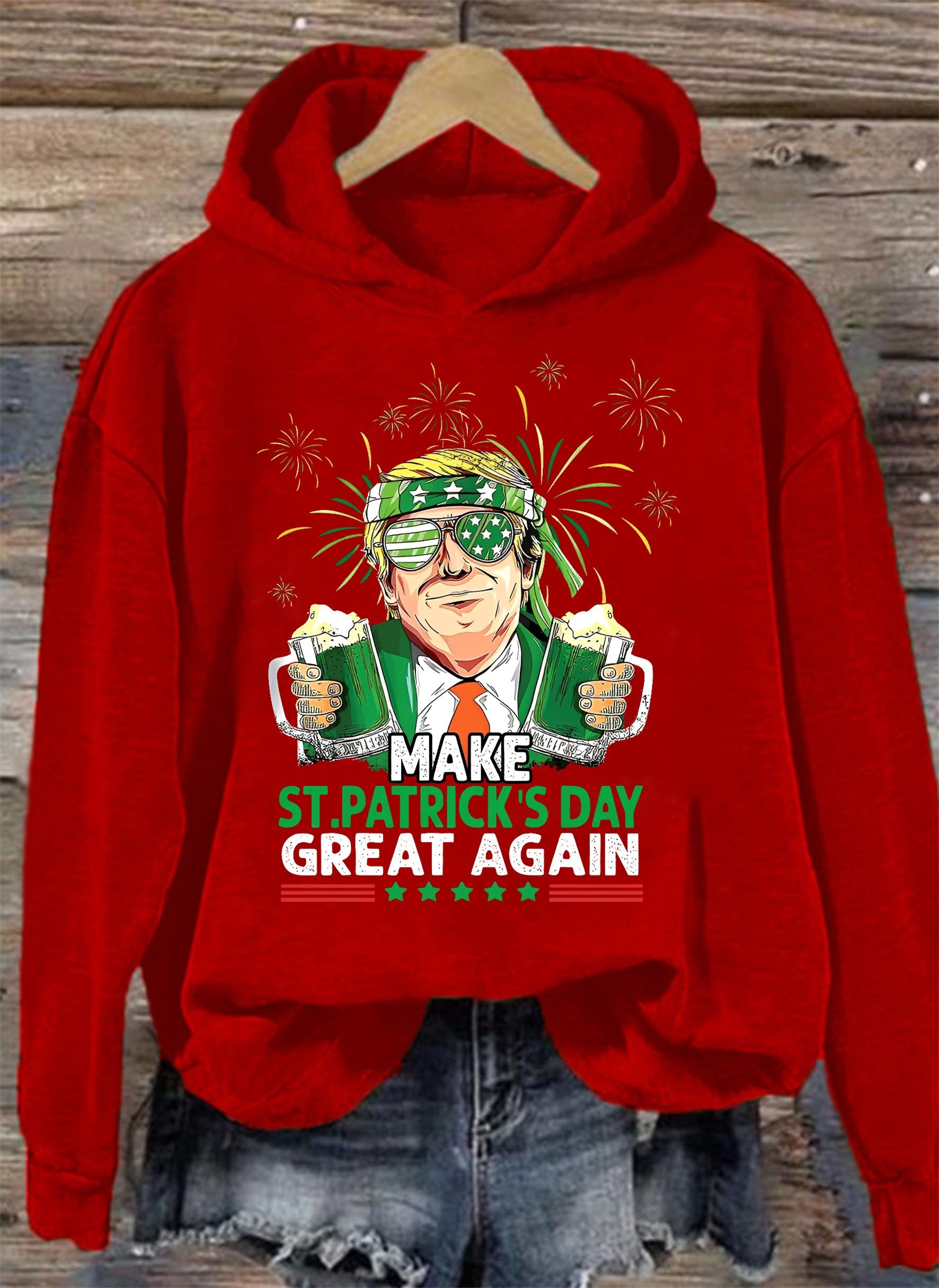Women's  Make St Patricks Day Great Again  Print  Hoodie