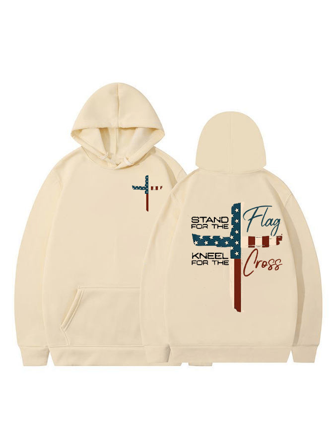 Women's  Stand For The Flag Kneel For The Cross  Printed Casual Hoodie