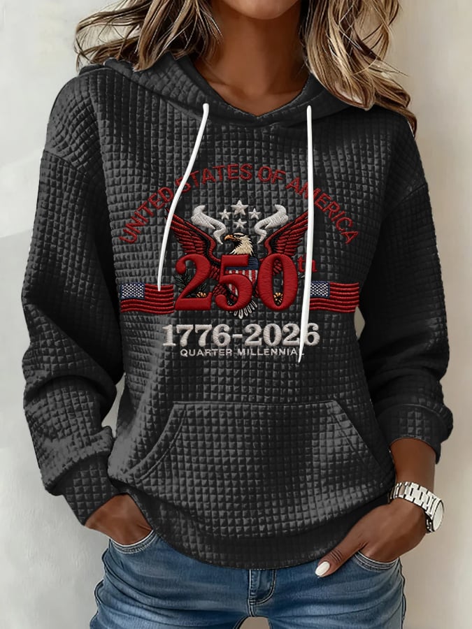 Women'S Casual Hoodie With American 250th Anniversary Print.