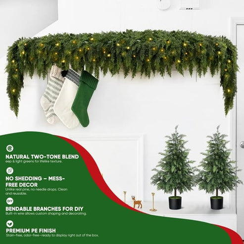 🏆2025 HOT SALE💥 Pre-lit Christmas Cedar Garland