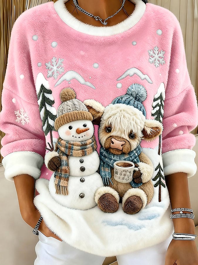 Women's Animal Highland Cow Print Sweatshirt