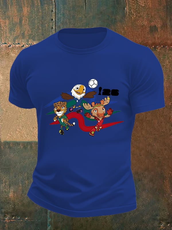 Men's  2026 World Cup Soccer Mascot printed  T-shirt