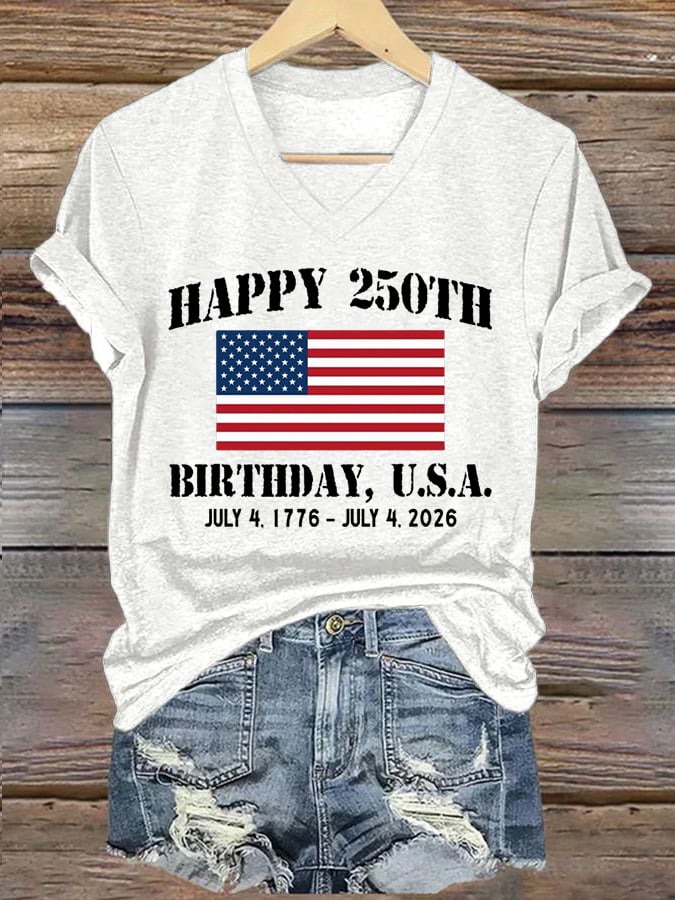 Women’S 250th America Anniversary Casual Printed T-Shirt