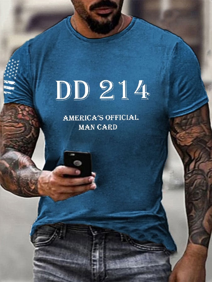 Men's DD214 America's Official Man Card Printed Casual T-Shirt