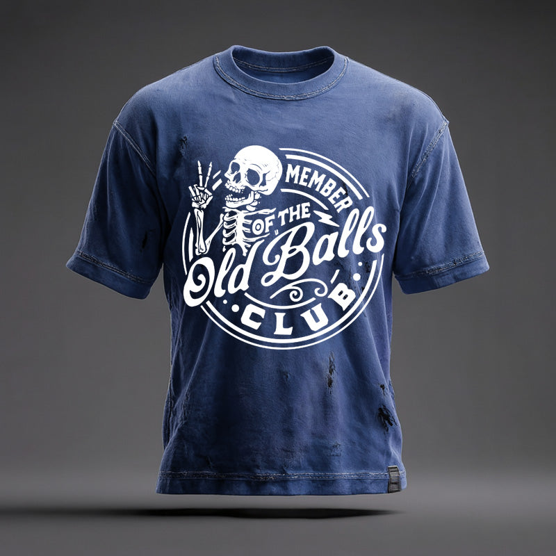Men's Retro Funny Old Man Club Print Casual Short-Sleeved T-shirt