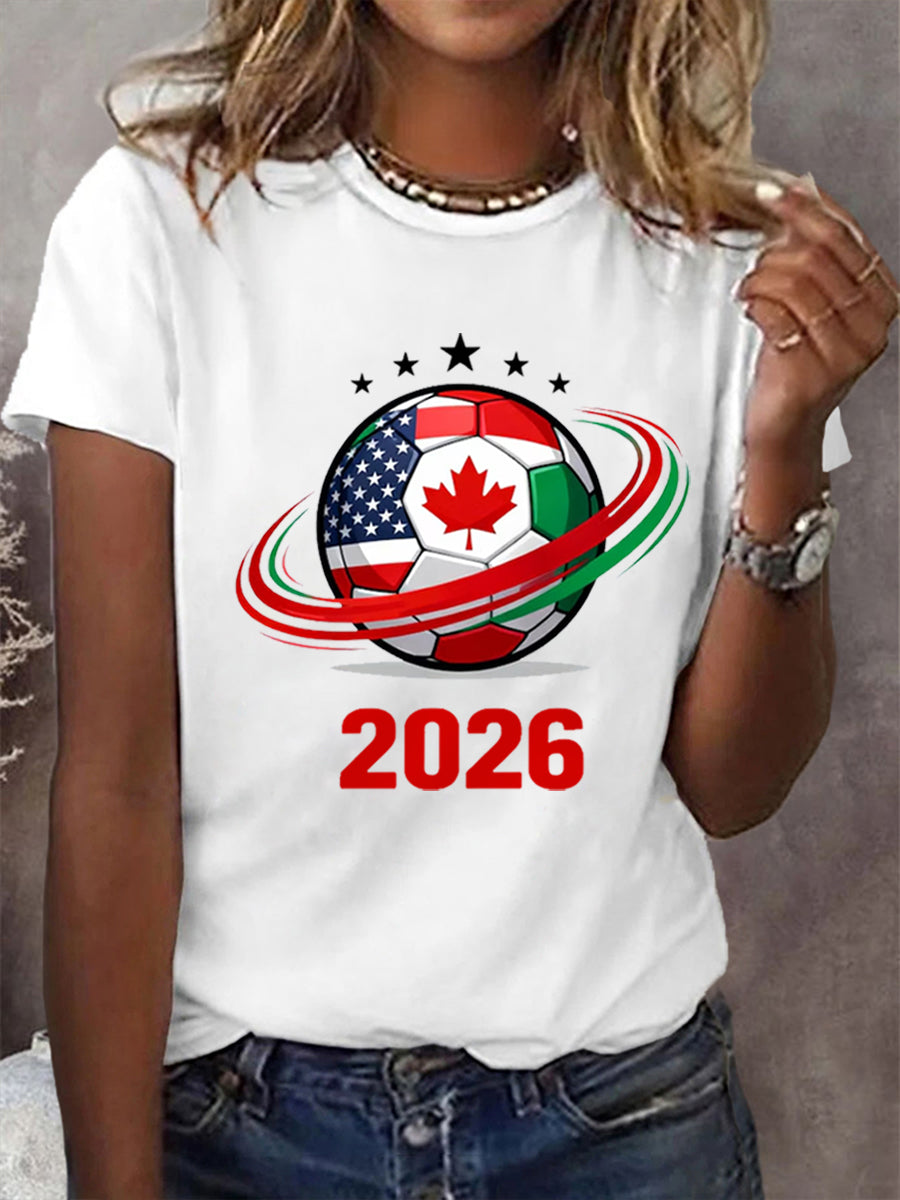 Women's World Cup 2026 Soccer Print Gift For Soccer Fans Casual Tee