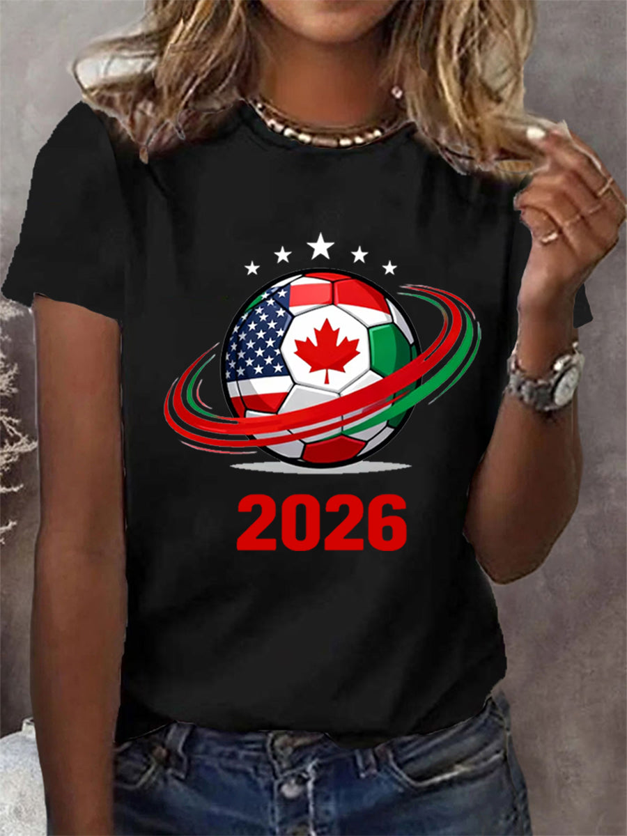 Women's World Cup 2026 Soccer Print Gift For Soccer Fans Casual Tee