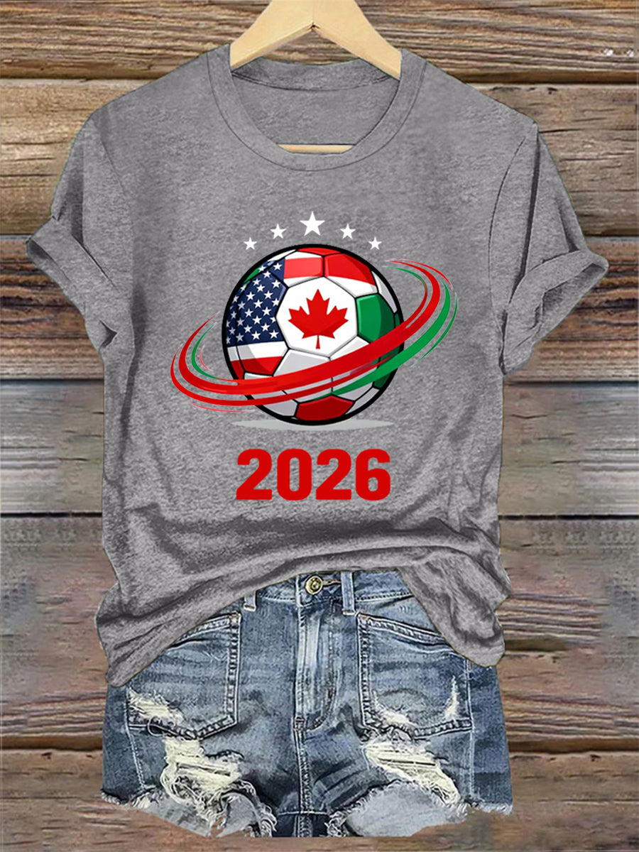 Women's World Cup 2026 Soccer Print Gift For Soccer Fans Casual Tee