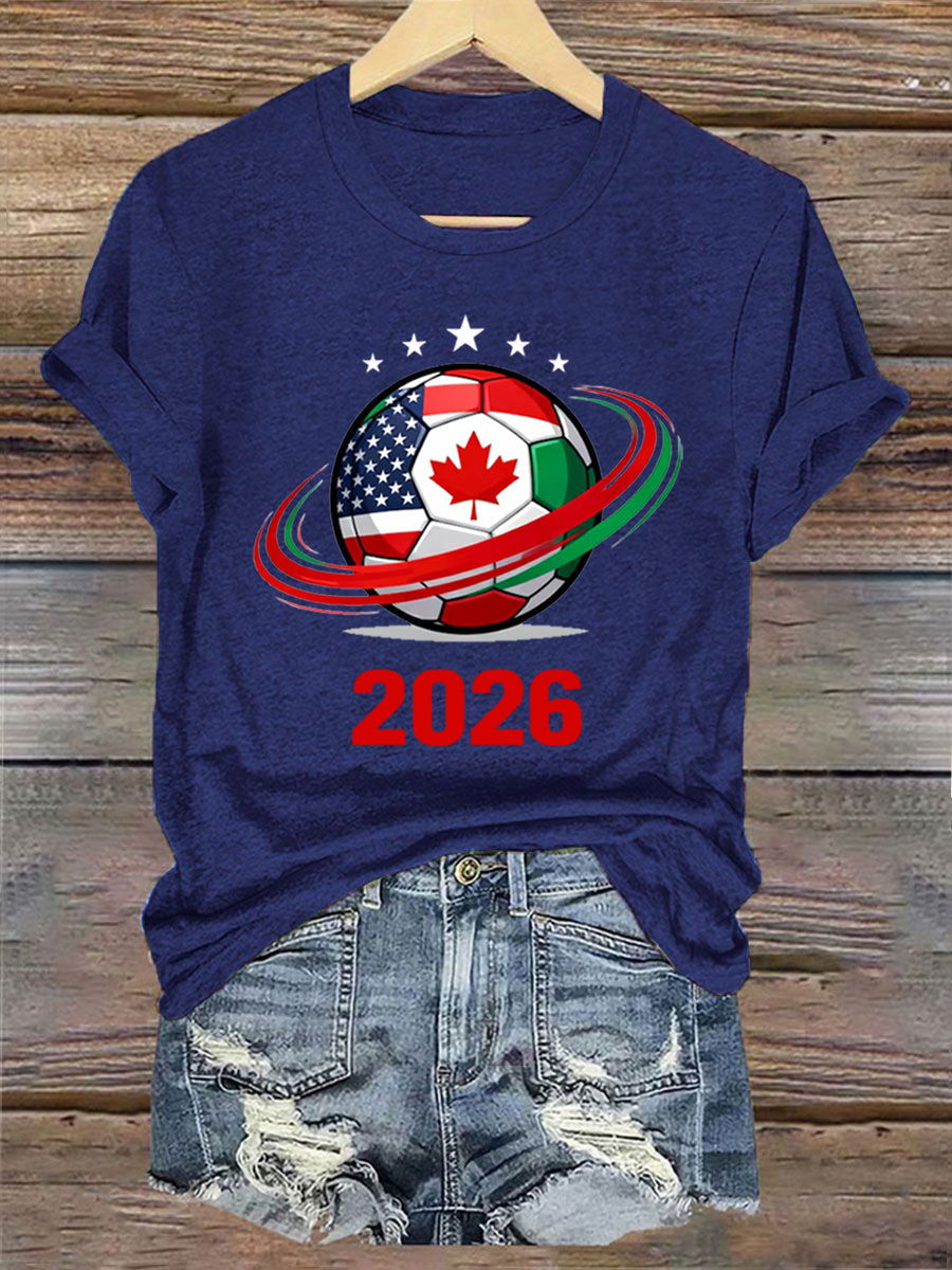 Women's World Cup 2026 Soccer Print Gift For Soccer Fans Casual Tee