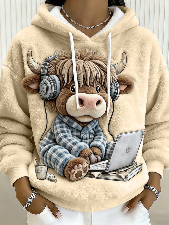 Women's Animal Highland Cow Print Sweatshirt