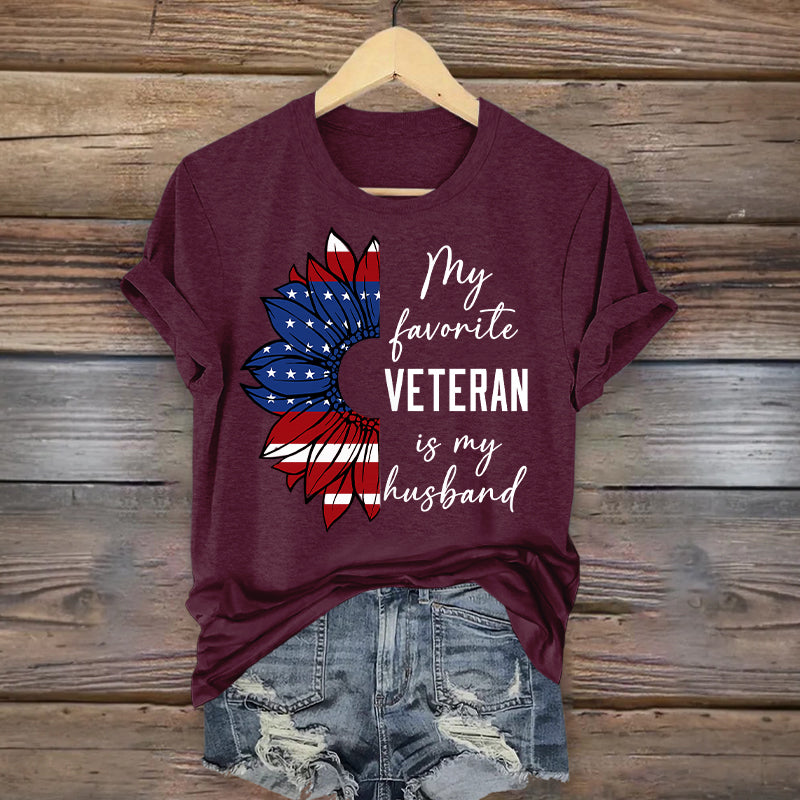 Women's Veteran Casual Printed T-shirt