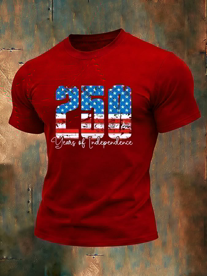 Men's 250th Anniversary National Flag Print Casual Short-Sleeved T-Shirt
