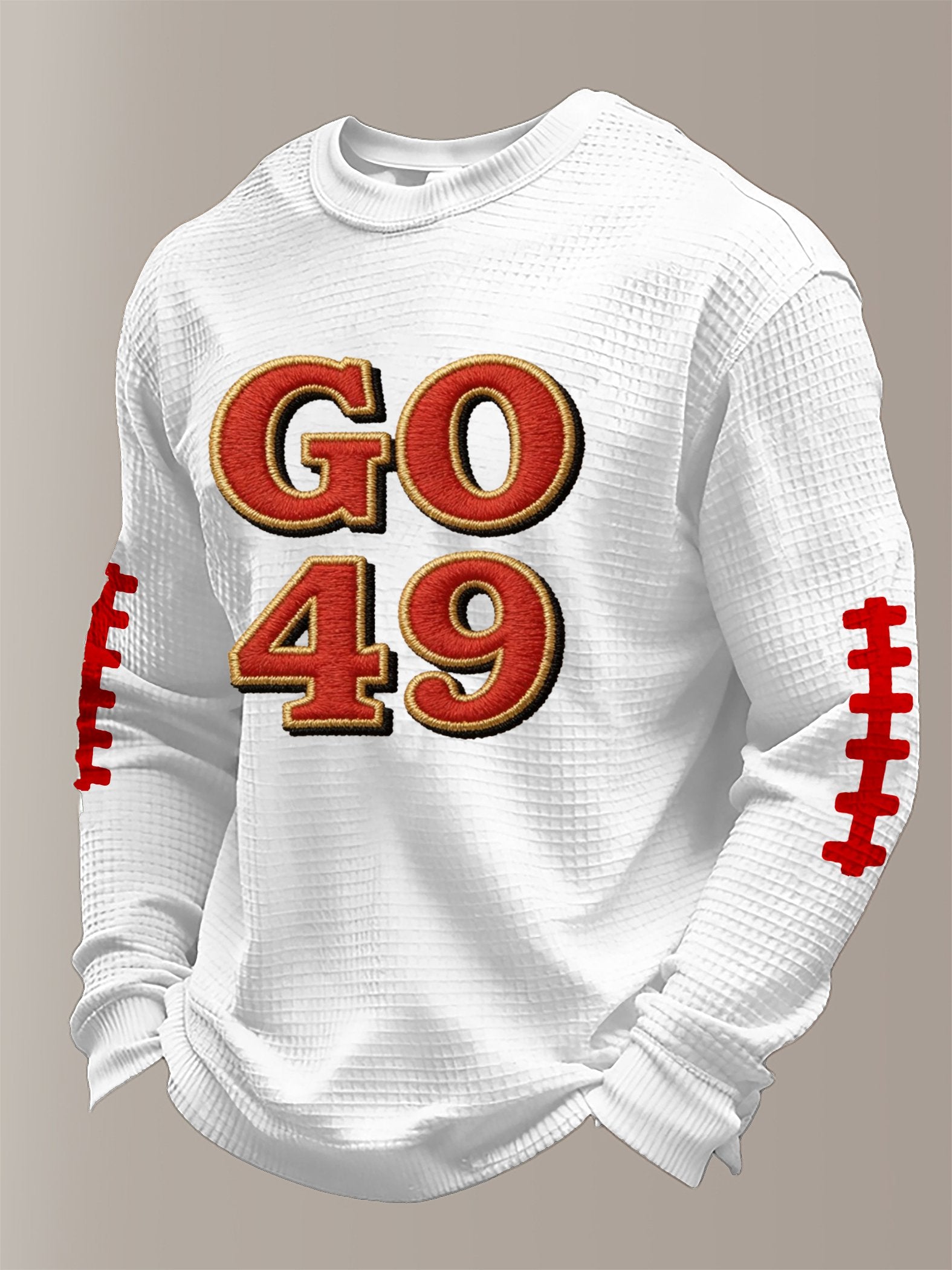 Men's Football Waffle Fabric Long-sleeved T-shirt