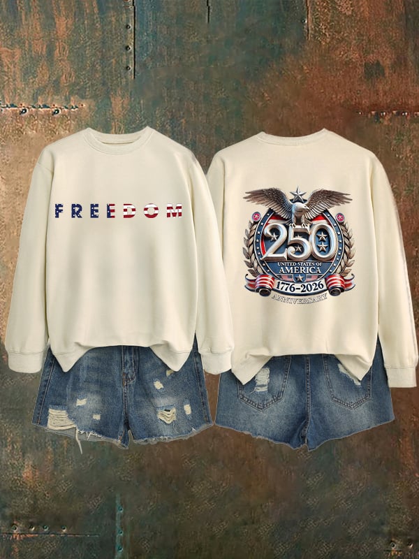 Women's   American 250th Print  Sweatshirt