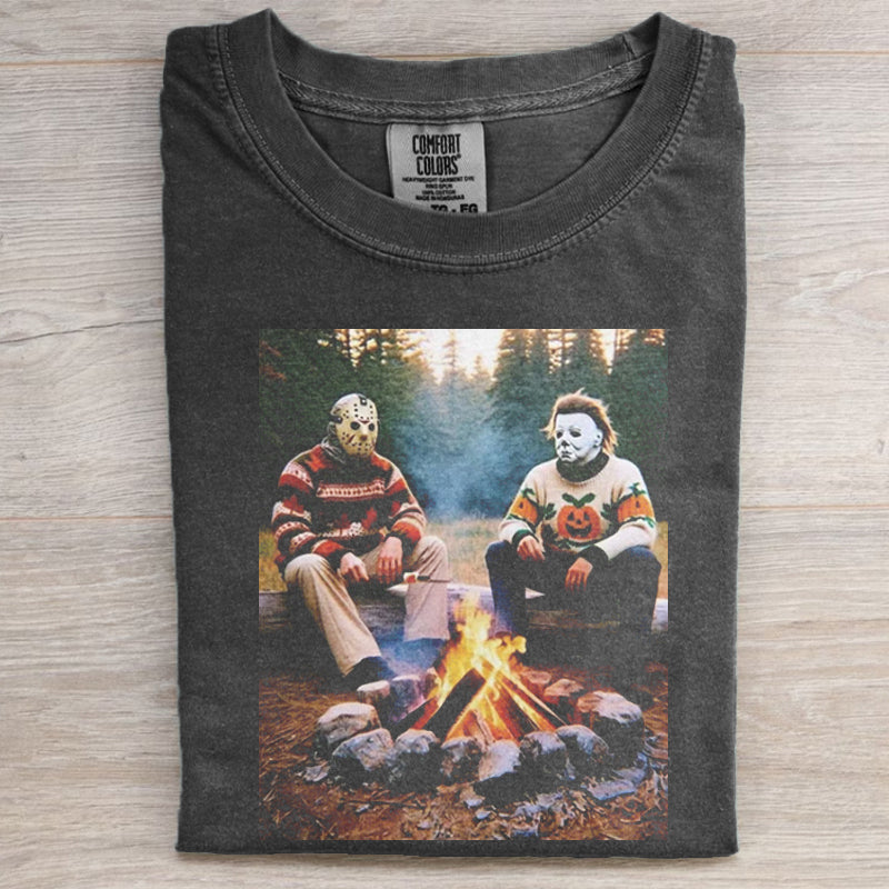 Jason Vorhees and Michael Myers Camping Funny T-Shirt
