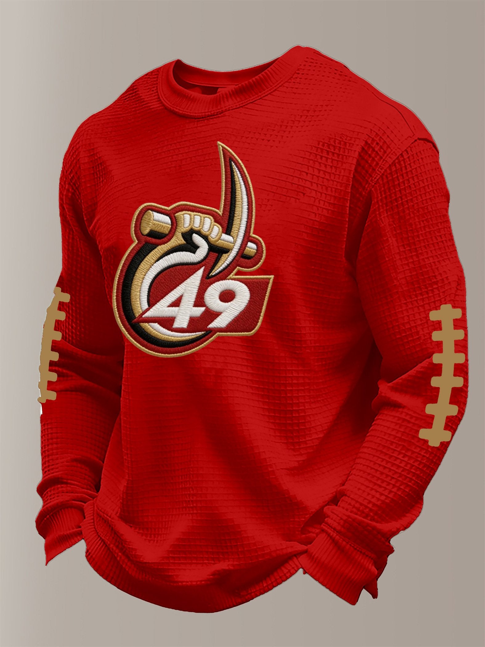 Men's Football Waffle Fabric Long-sleeved T-shirt