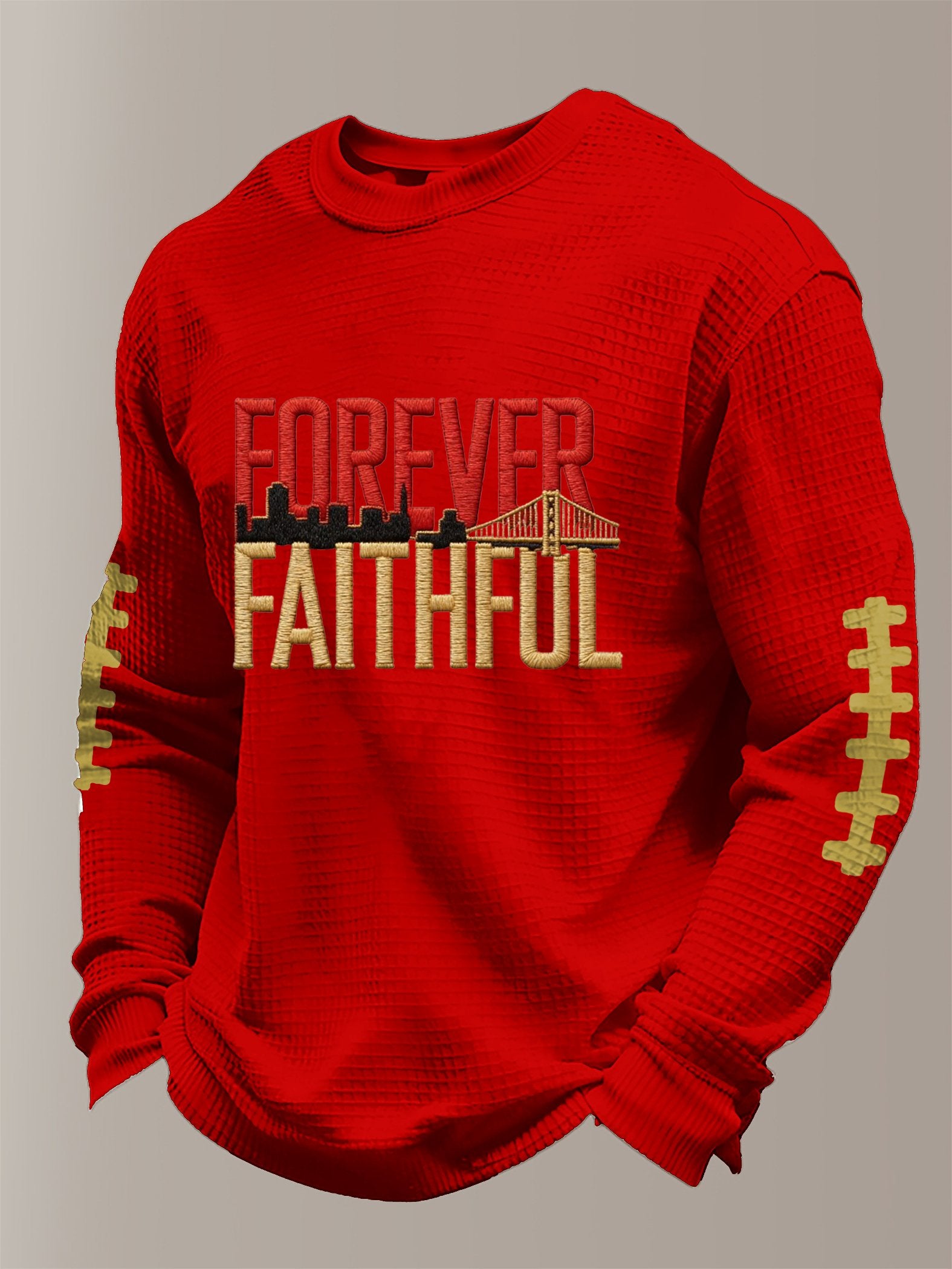 Men's Football Waffle Fabric Long-sleeved T-shirt