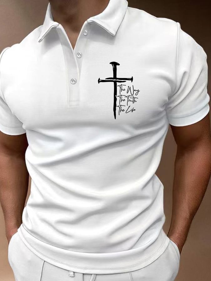 Men's Jesus The Way The Truth The Life Print Polo Shirt