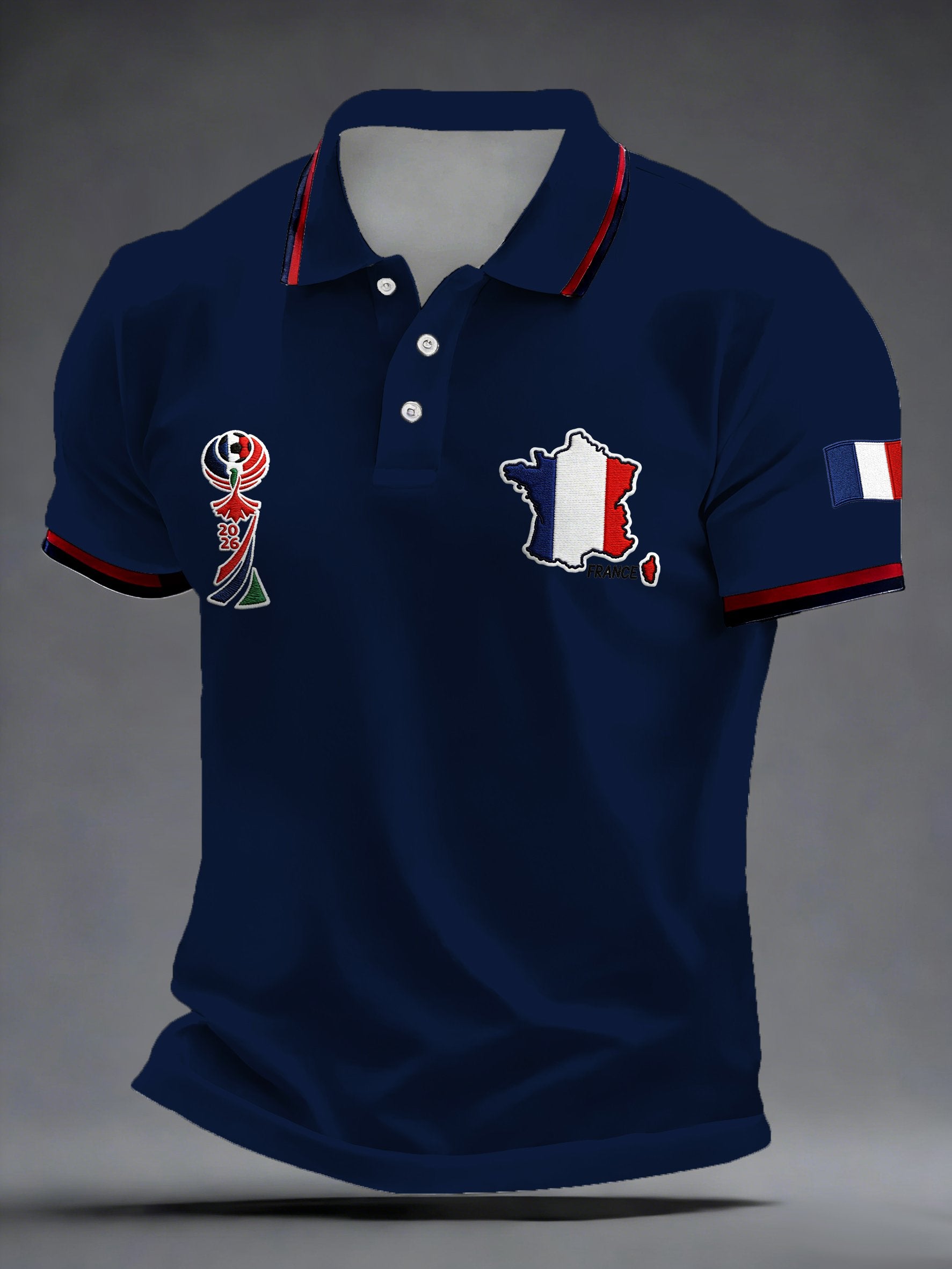 Men's French Football Fans Print Polo Shirt