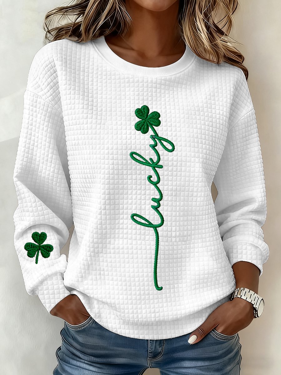 Women's casual St. Patrick's Day shamrock heartbeat style sweatshirt
