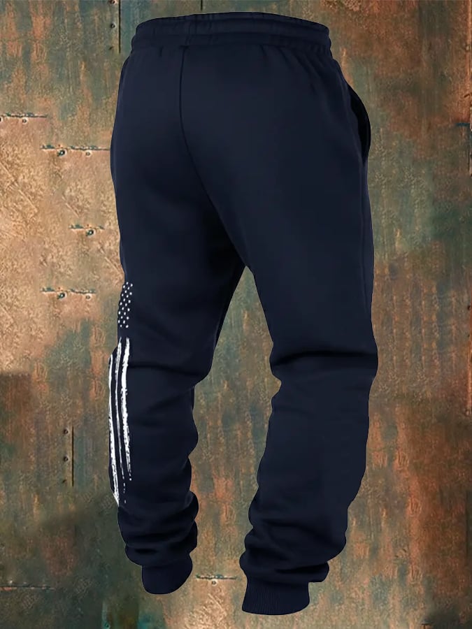 Men's 250th Anniversary Casual Printed Elastic Waist Tie-Up Sweatpants