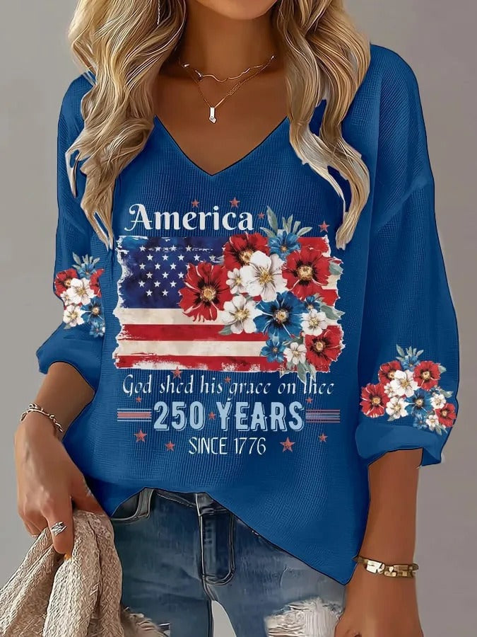 Women's America 250th V-neck Long Sleeve