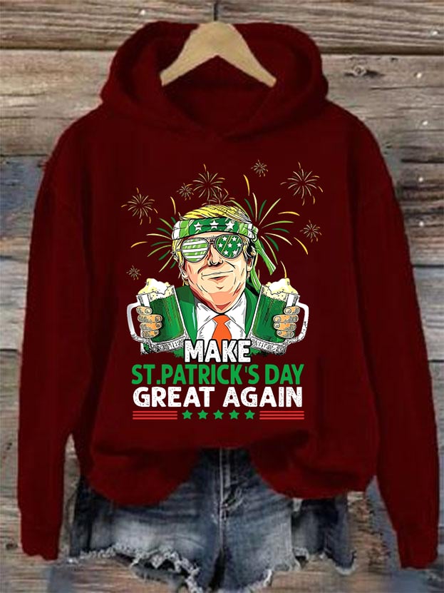 Women's  Make St Patricks Day Great Again  Print  Hoodie