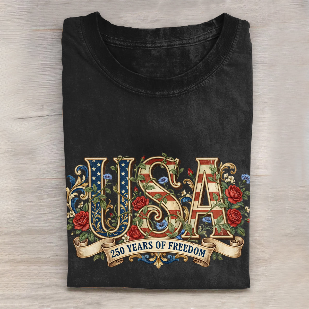 250th Anniversary Of The United States Printed Crew Neck Short Sleeve T-Shirt