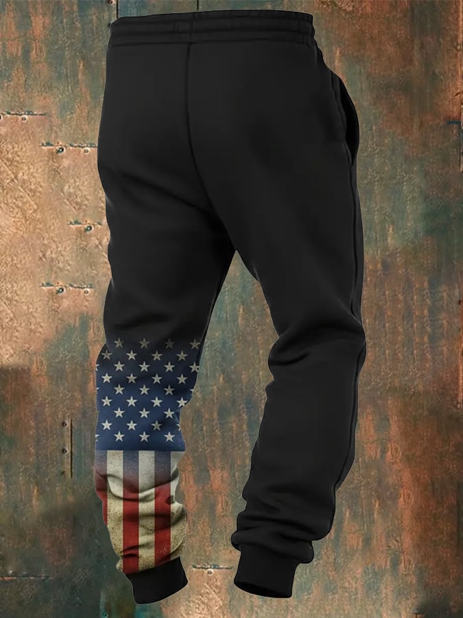 Men's 250th Anniversary Casual Printed Elastic Waist Tie-Up Sweatpants