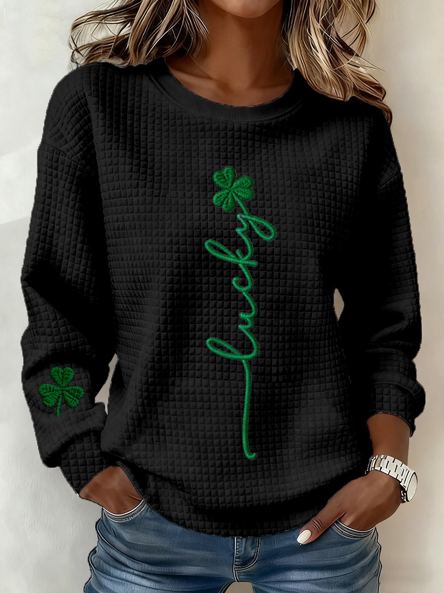 Women's casual St. Patrick's Day shamrock heartbeat style sweatshirt