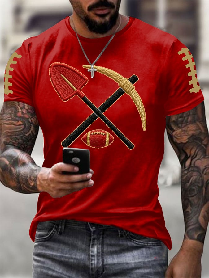 Men's Football Print Casual T-Shirt