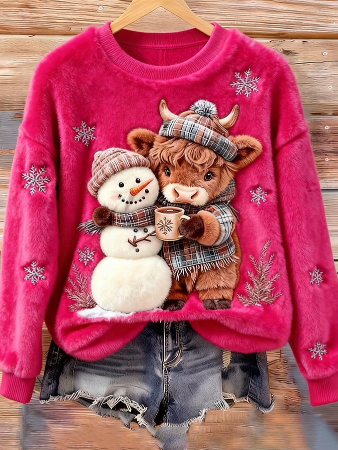 Women's Animal Highland Cow Print Sweatshirt