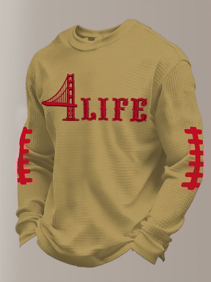 Men's Football Waffle Fabric Long-sleeved T-shirt