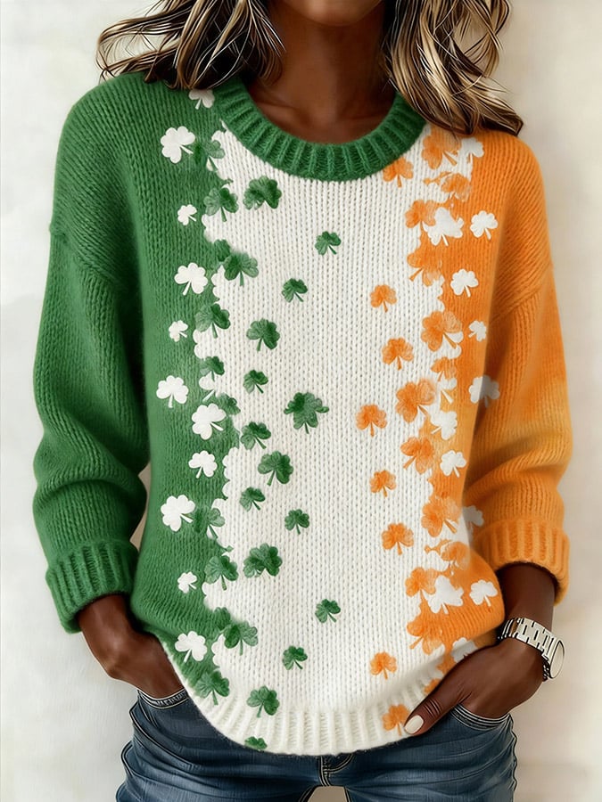Women's Retro St. Patrick's Day Print Sweater