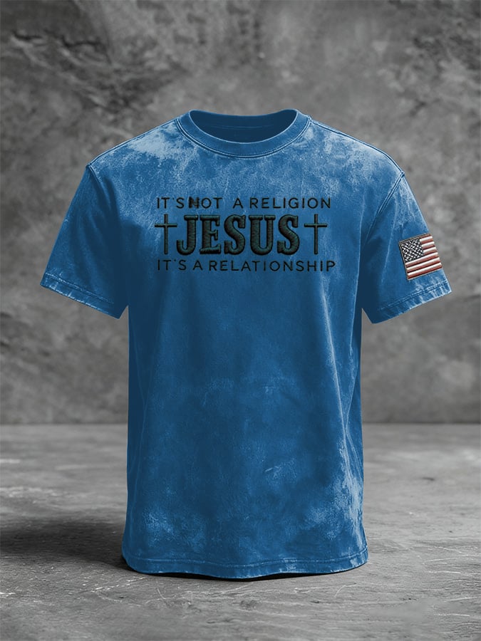 Men's Casual Faith Print Short-sleeved T-shirt