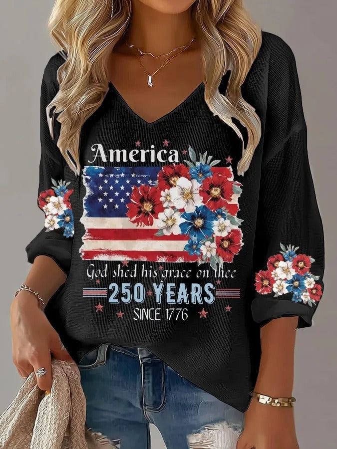 Women's America 250th V-neck Long Sleeve