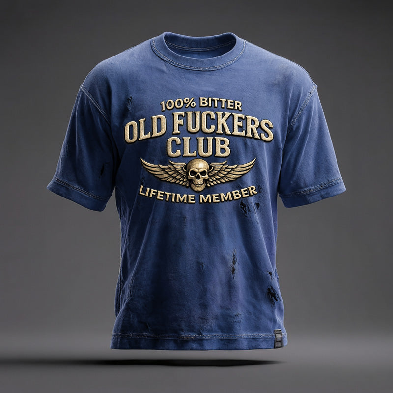Men's Retro Funny Old Man Club Print Casual Short-Sleeved T-shirt