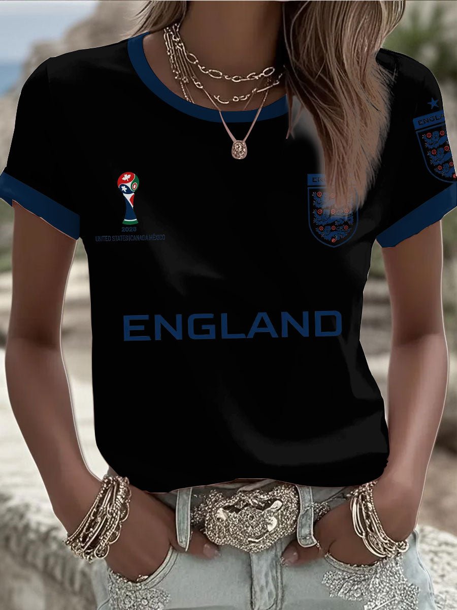 Women's UK Football Lover England 2026  Print Round Neck T-Shirt