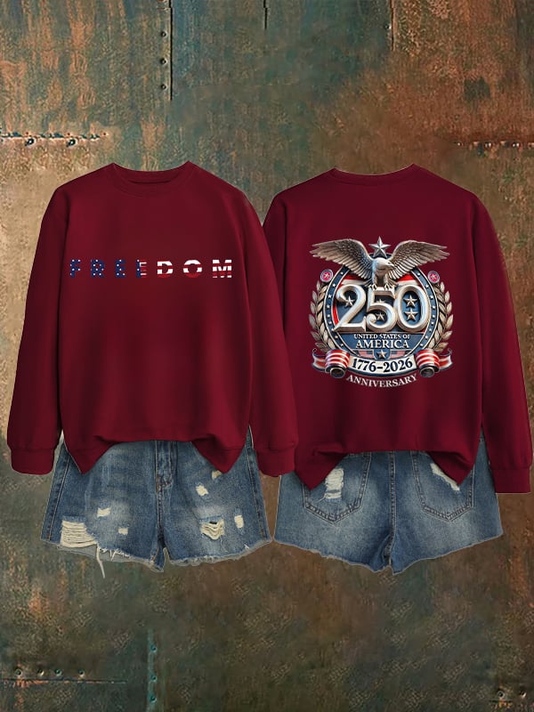 Women's   American 250th Print  Sweatshirt