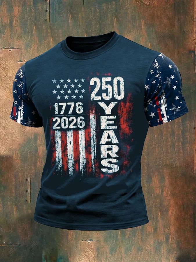 Men's 250th Anniversary National Flag Print Casual Short-Sleeved T-Shirt