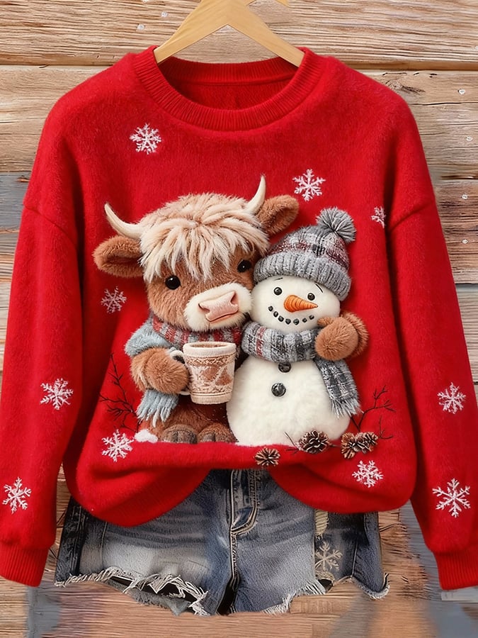 Women's Animal Highland Cow Print Sweatshirt