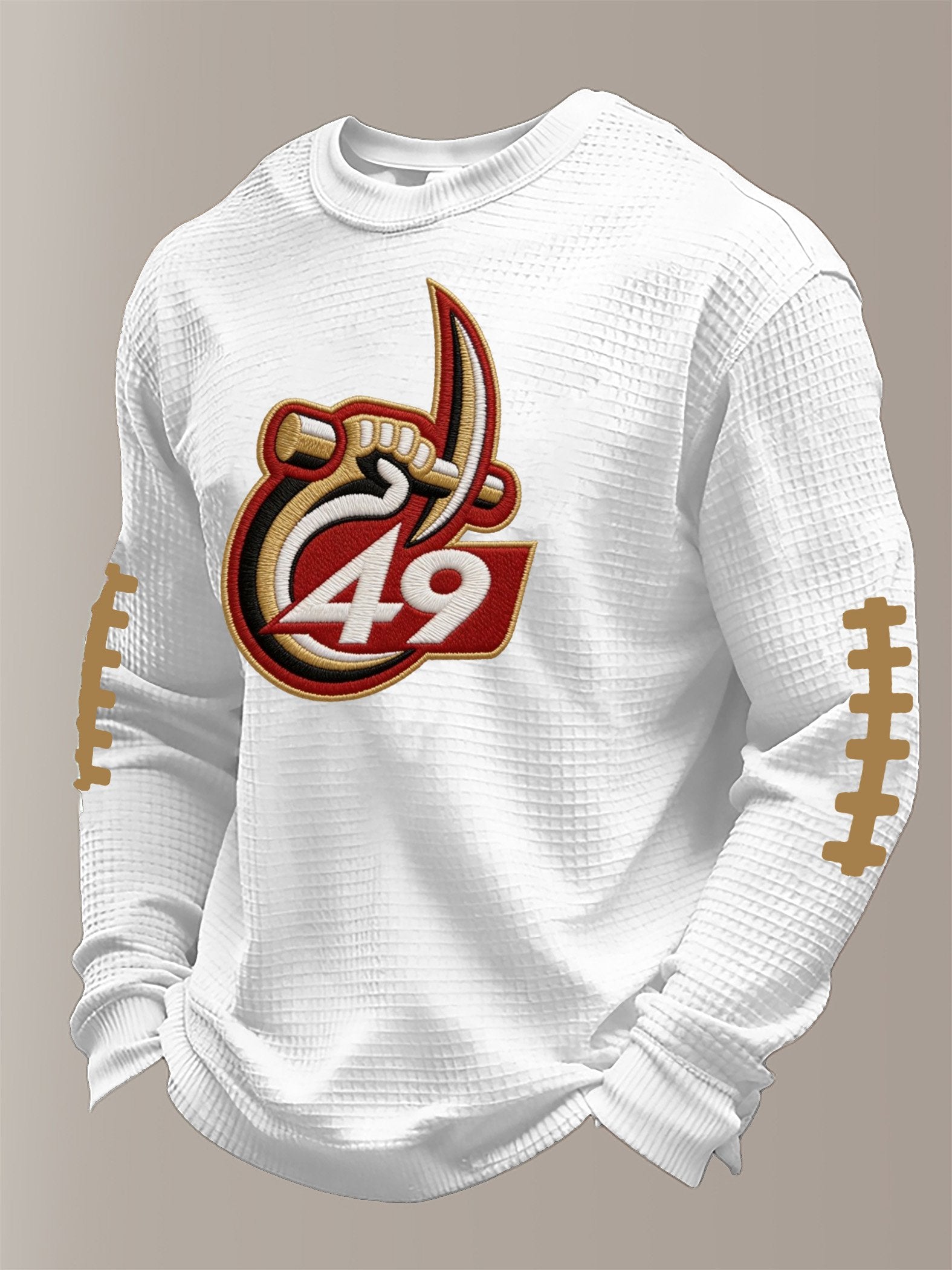 Men's Football Waffle Fabric Long-sleeved T-shirt