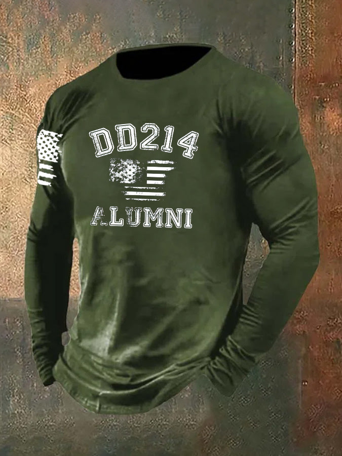 Men's DD214 Alumni Pattern Long Sleeve T-Shirt