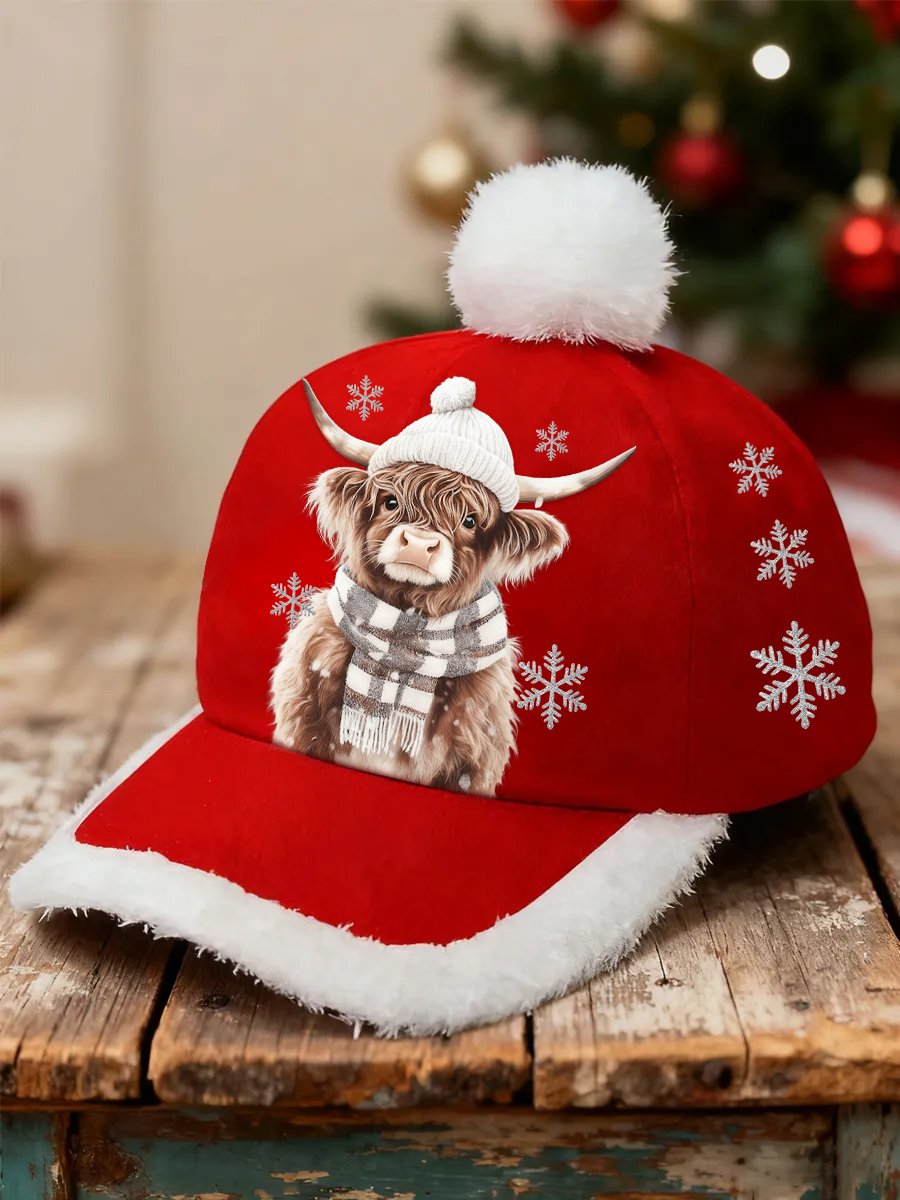 Retro-Style With Highland Cow Print  Baseball cap