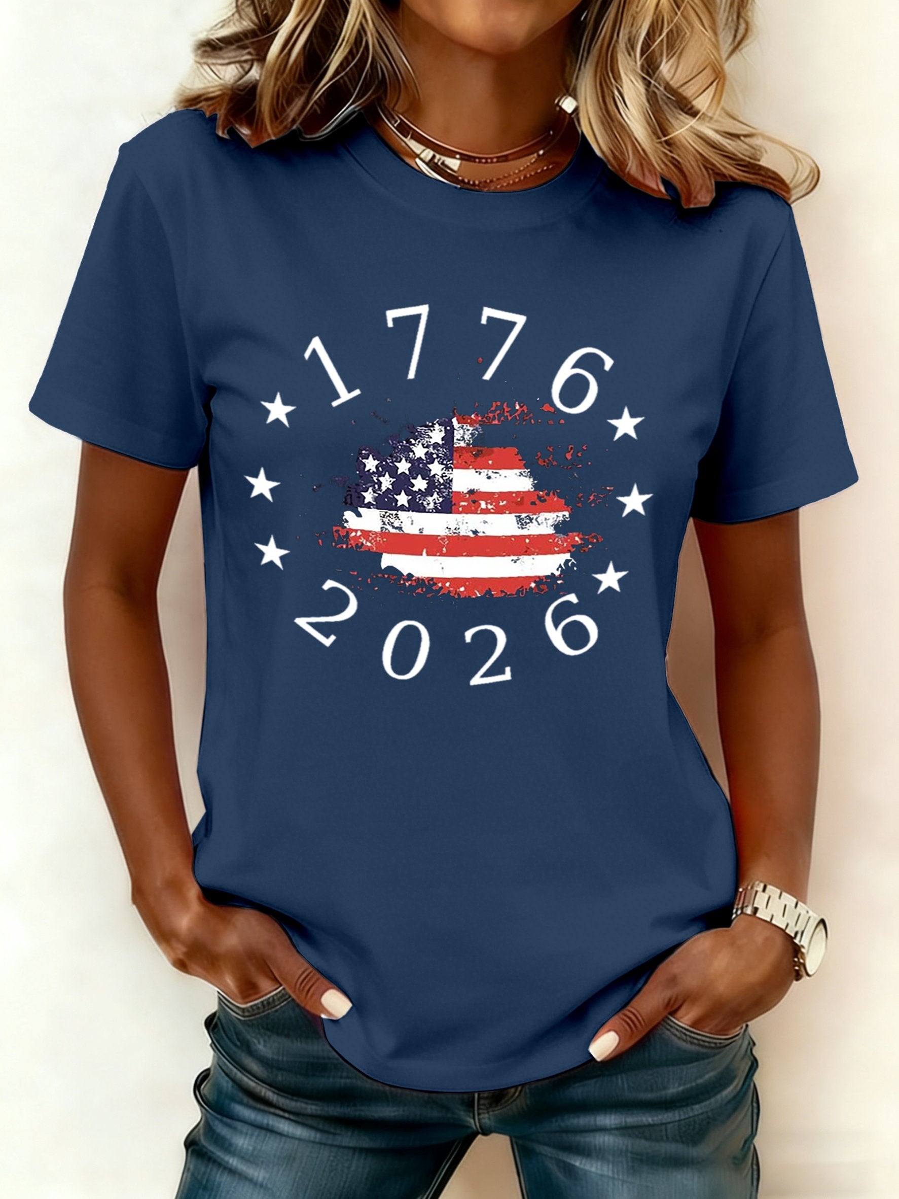 Women's 250th America Anniversary Casual Printed T-Shirt