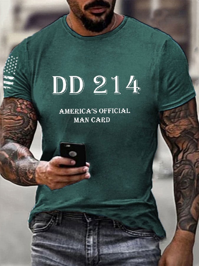Men's DD214 America's Official Man Card Printed Casual T-Shirt
